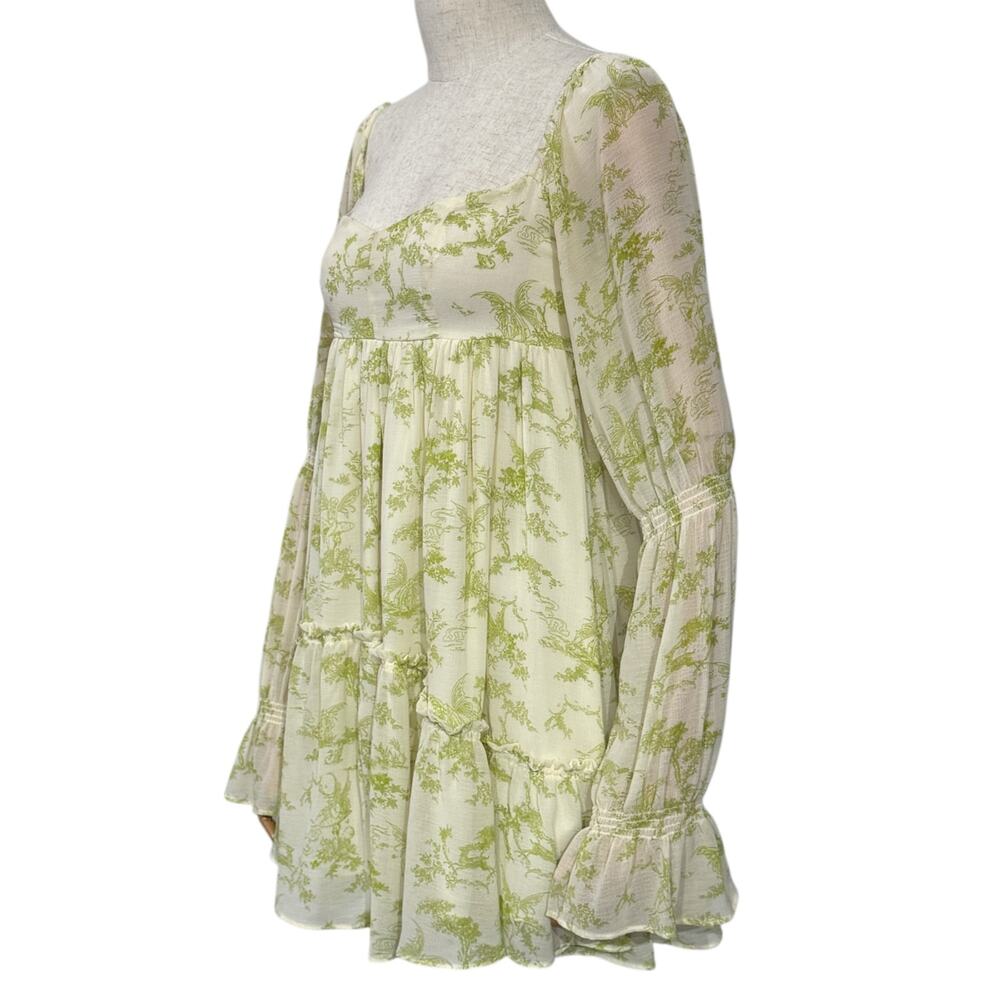 Urban Outfitters Size S Lanette Toile Fairy‎ Print Mini Dress Cream Coquette Elf - Picture 3 of 12